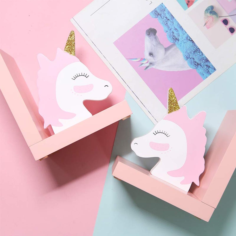 Unigift Cute Pink Unicorn Wooden Book Organizer Bookends Book end Book File Home Office Library Decoration Birthday Gift - Image 5